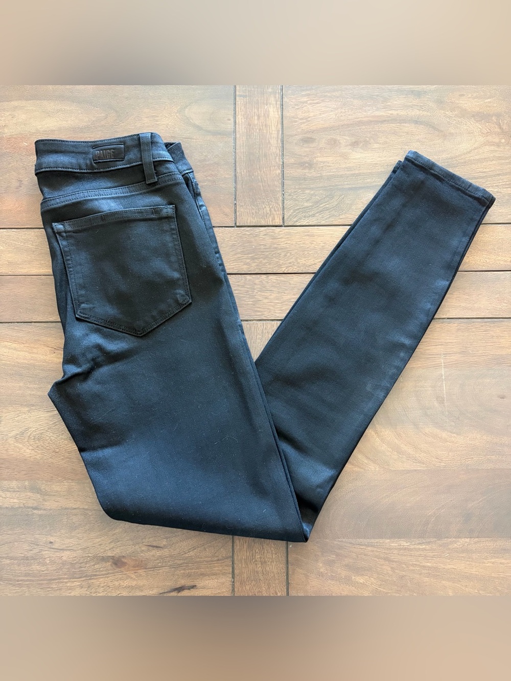 PAIGE Black Fog Luxe Coating Verdugo Ultra Skinny Jeans